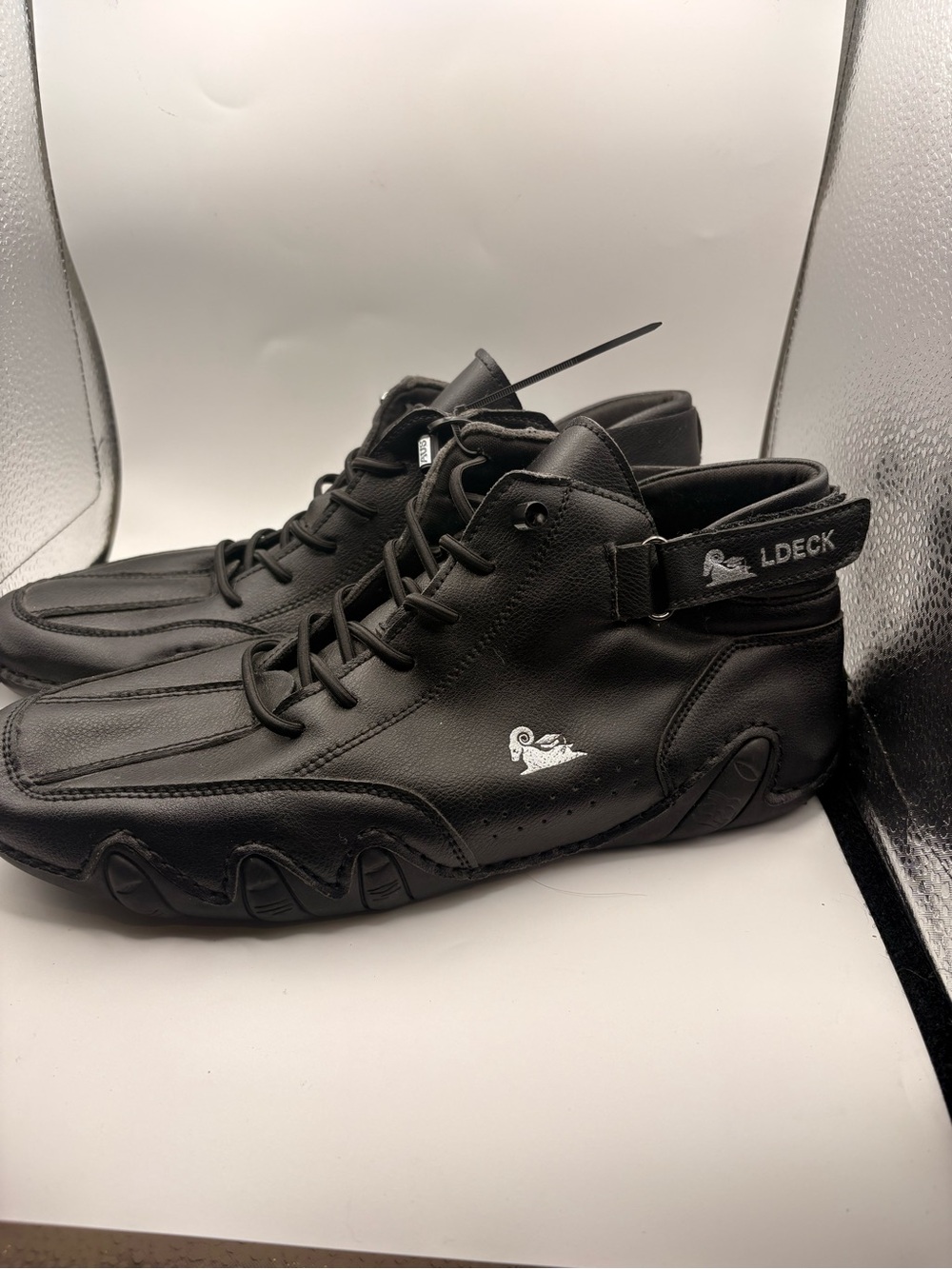 LDECK Men's Black Mid-Top Casual Sneakers